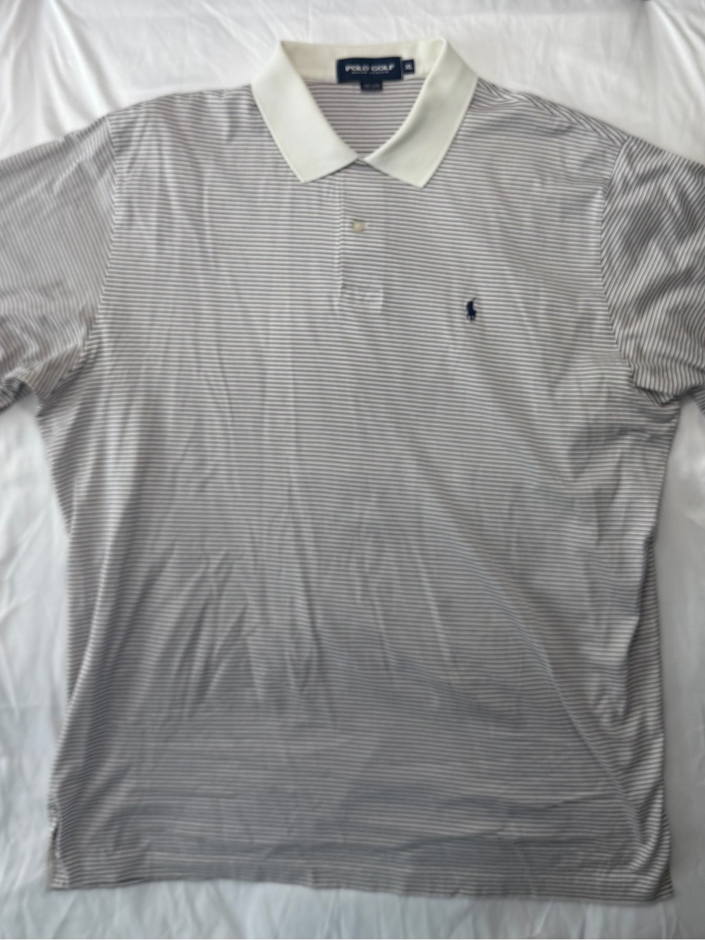 XL Polo by Ralph Lauren White & Gray Striped Polo Shirt